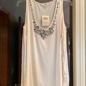 Gem embellished cold shoulder top